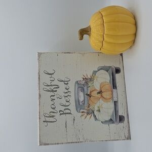 Hallmark Pumpkin Spice Ceramic Pumpkin Candle and Quill to Paper Farm Truck Sign